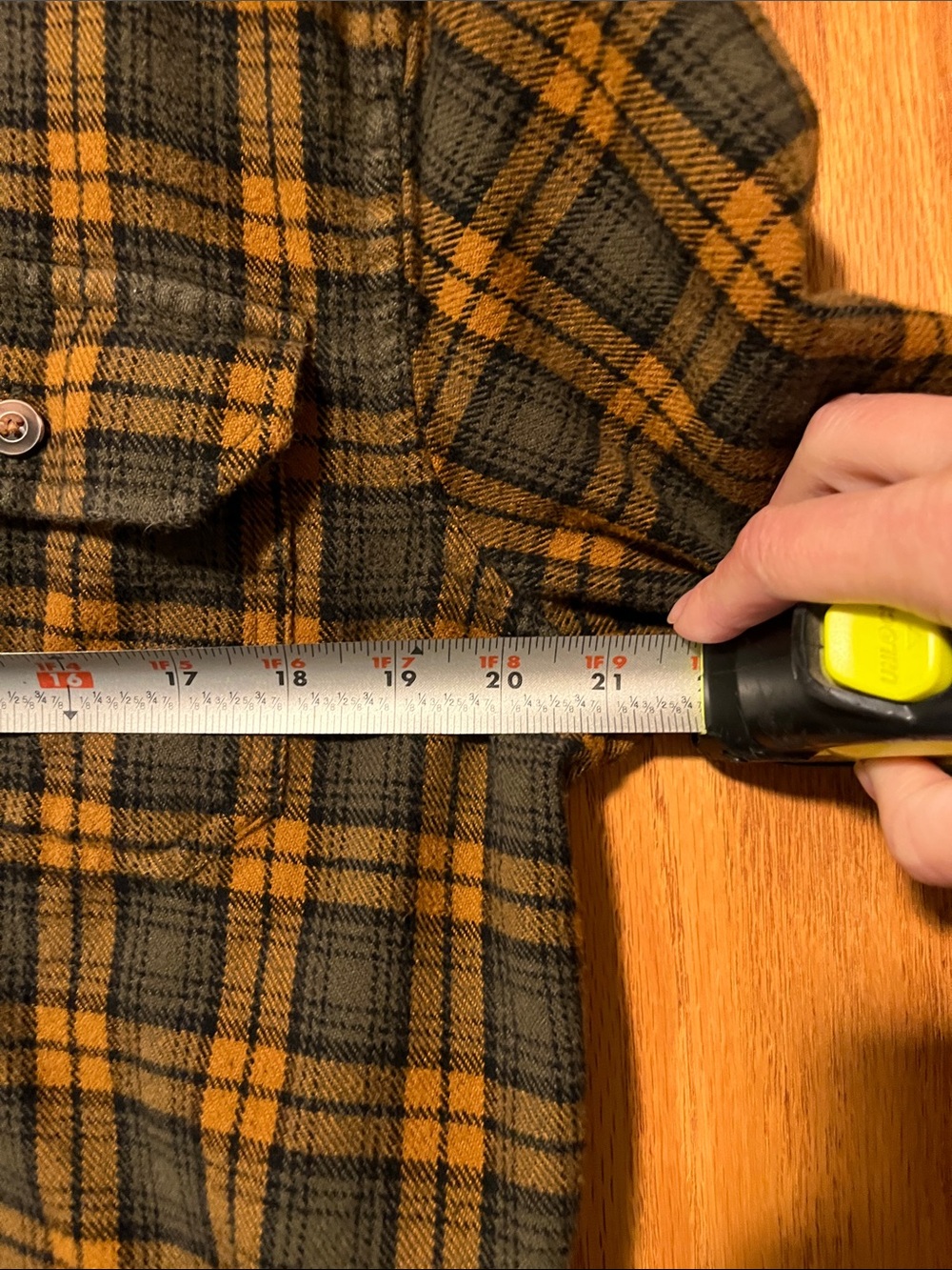 Prana Men's Plaid Button-Down Shirt - Mustard & Black - Picture 5 of 14